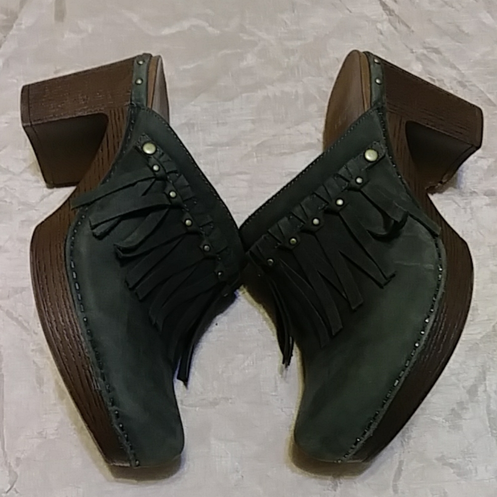 Dansko Deni Fringed Suede Clogs - Picture 3 of 8